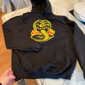 Cobra Kai Black Kangaroo Pocket Hoodie sz M EUC